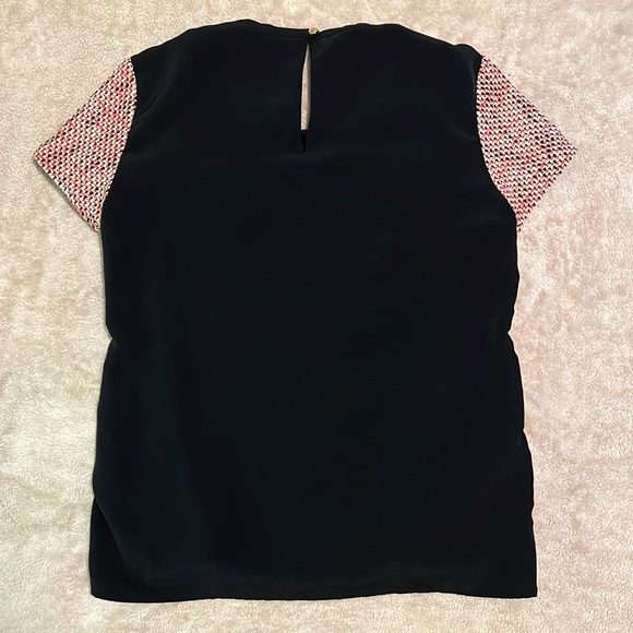 Banana Republic Pink Black White Knit Shirt Short Sleeve Top Womens Size Small - Picture 4 of 8